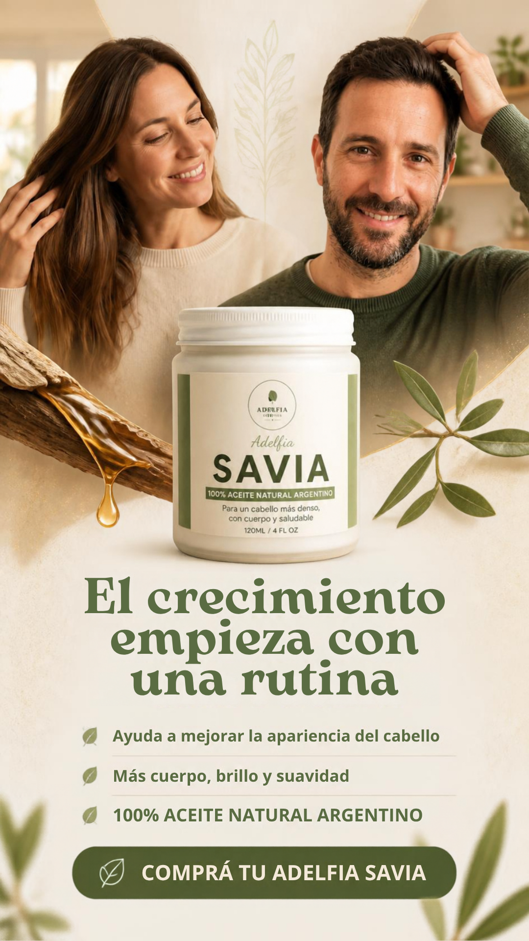 Adelfia Savia – Aceite Capilar Natural (Crecimiento y Densidad)