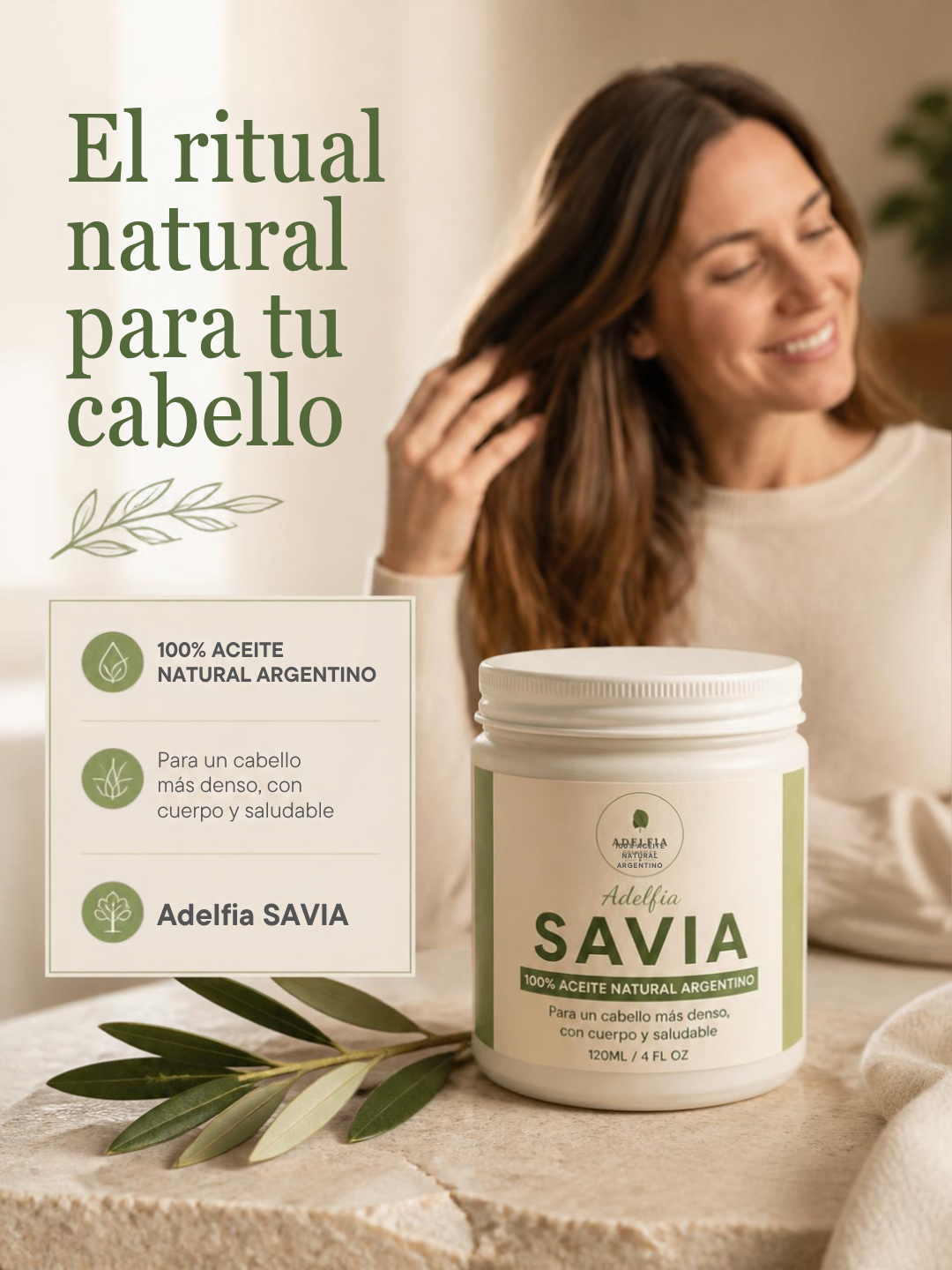 Adelfia Savia – Aceite Capilar Natural (Crecimiento y Densidad)